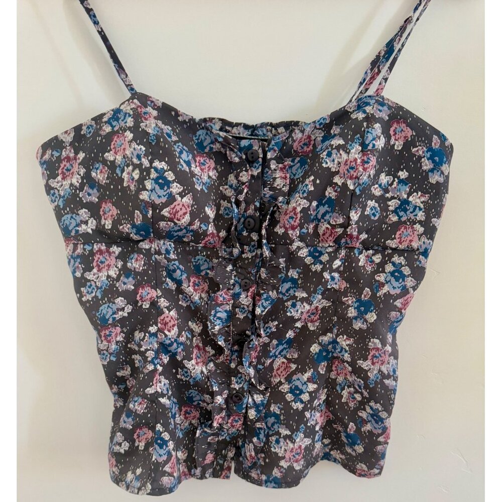 Y2K Women’s Floral Babydoll Top M Romantic Ruffles Concert Cottagecore Prairie